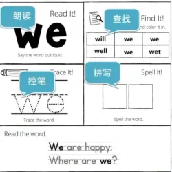 Sightword 视觉词 综合练习纸-控笔 拼读 PDF课件